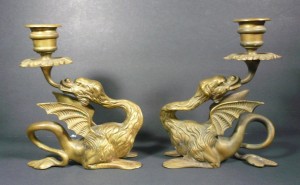 European medieval Dragon Candlesticks